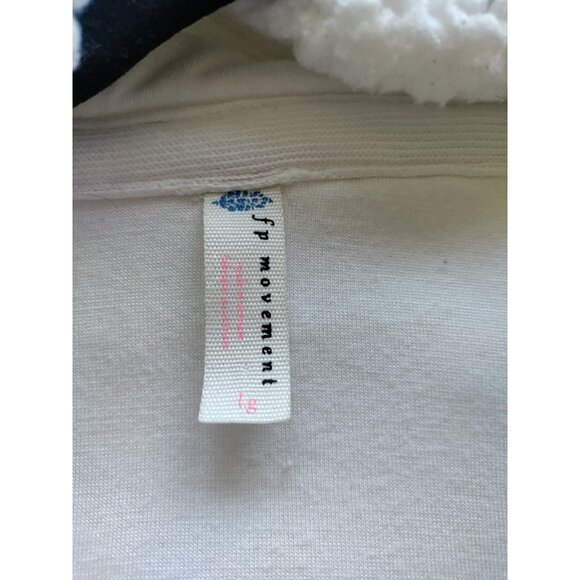 FREE PEOPLE White Nantucket‎ Oversized Sherpa Fleece PULLOVER JACKET Ivory Sz L - Picture 3 of 8